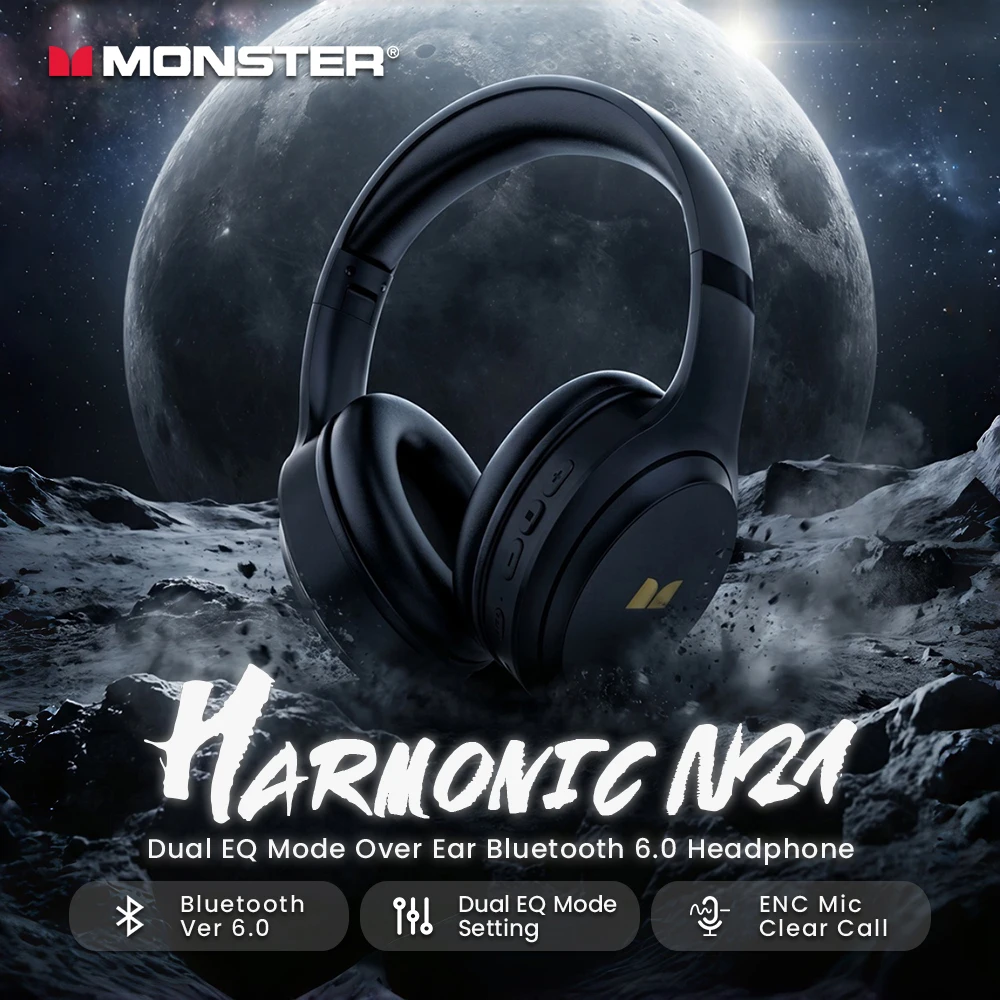 Anc Wireless Over Ear Headphones - Headphone Bluetooth 6.0 Monster Harmonic N21