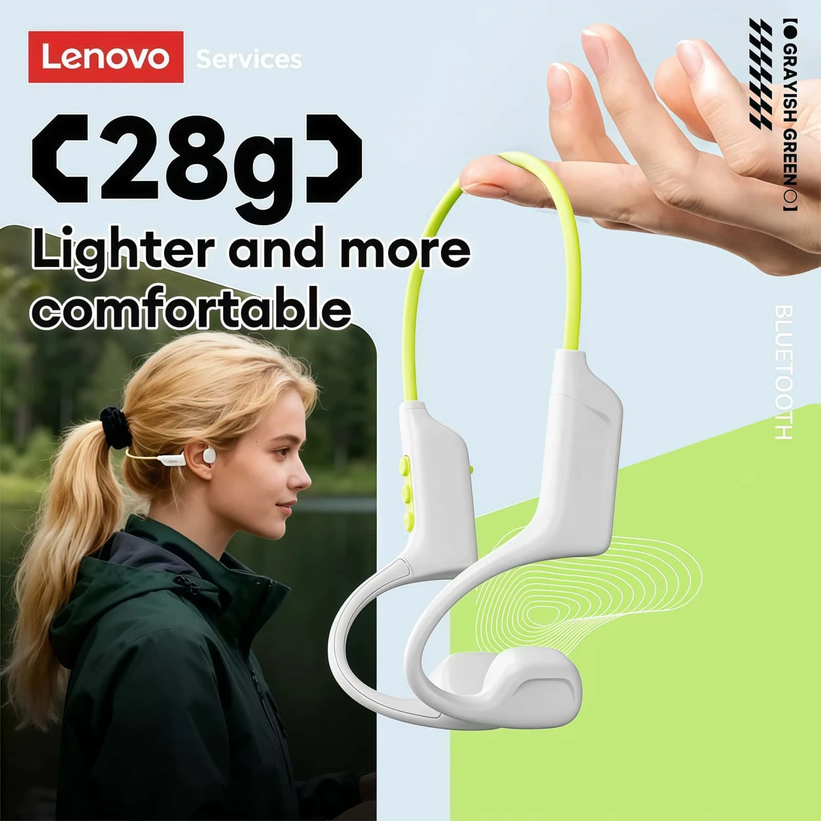 Lenovo S102, Headset Bluetooth - Bone Conduction Running Headphones ulasan dan harga