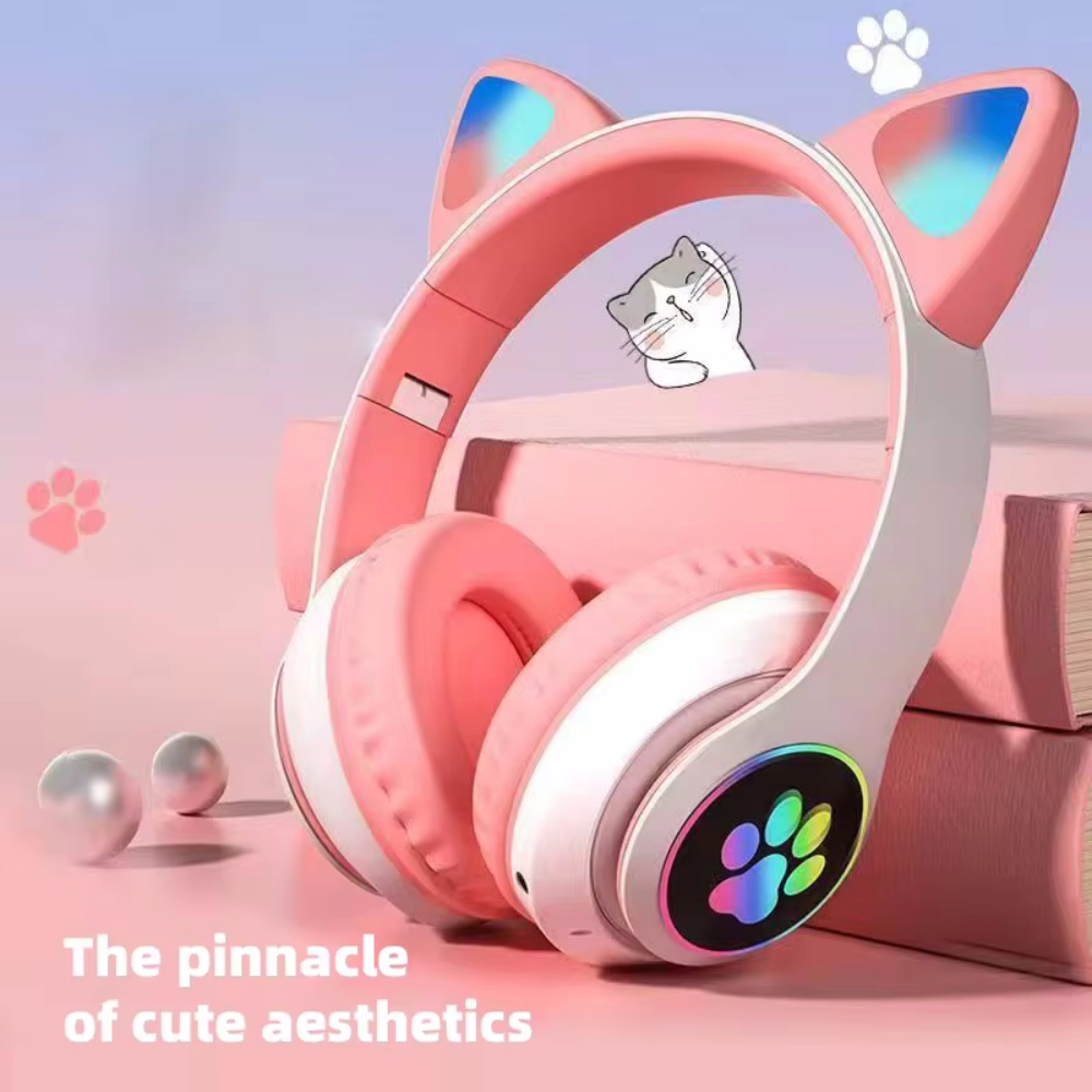 Headphone Bluetooth Nirkabel y - Cat Ear Bluetooth Headset Led ulasan dan harga