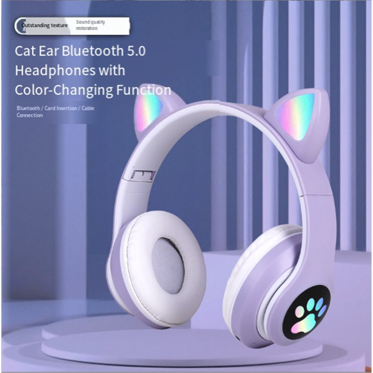 DT[Set] D1585 – Headset Blueto - Cat Ear Bluetooth Headset Led ulasan dan harga