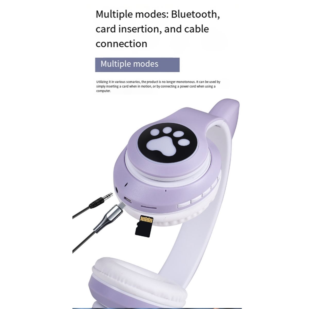 DT[Set] D1585 – Headset Blueto - Cat Ear Bluetooth Headset Led ulasan dan harga